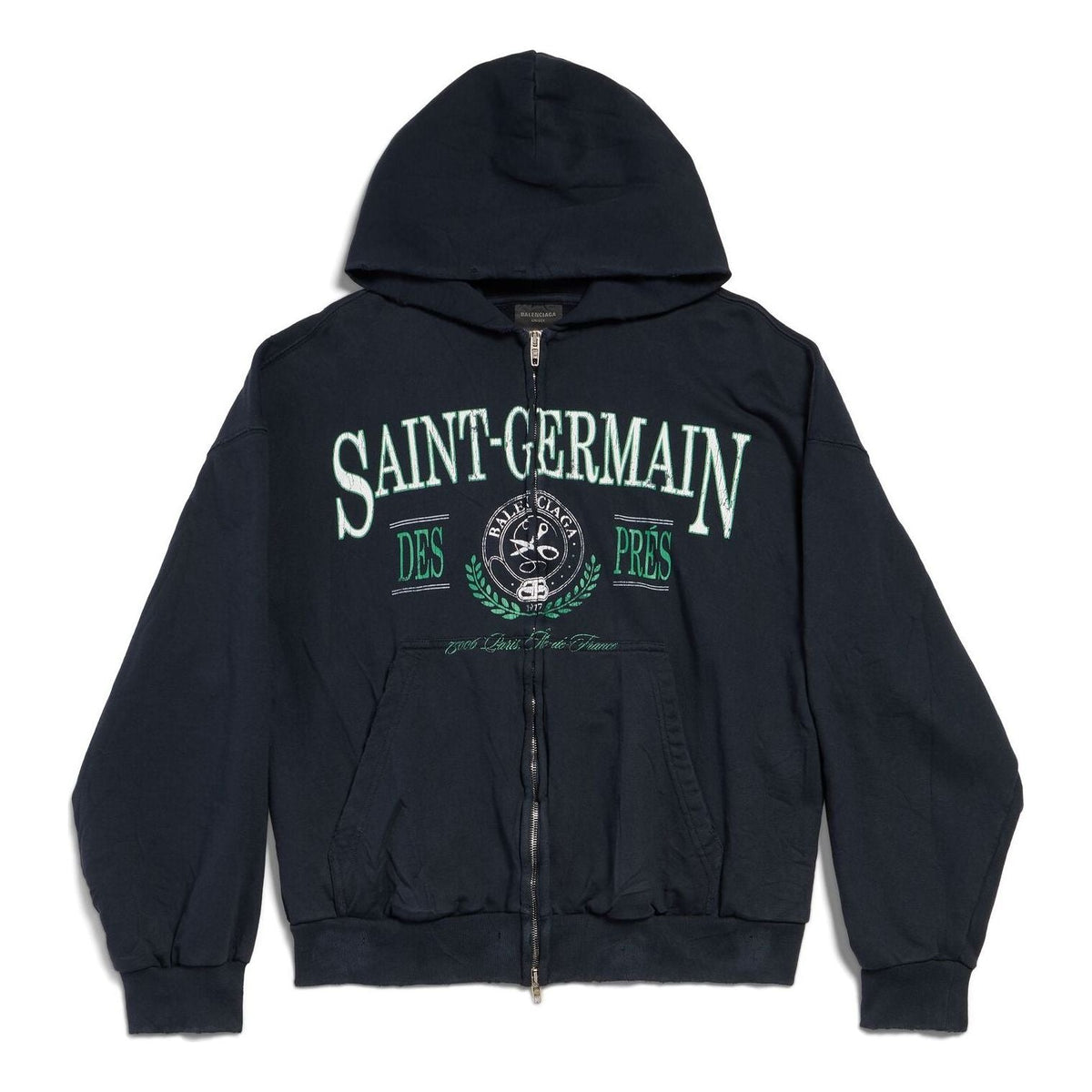 (WMNS) Balenciaga Saint Germain Full Zip Hoodie Regular Fit 'Dark Blue' 803264TRVO98065