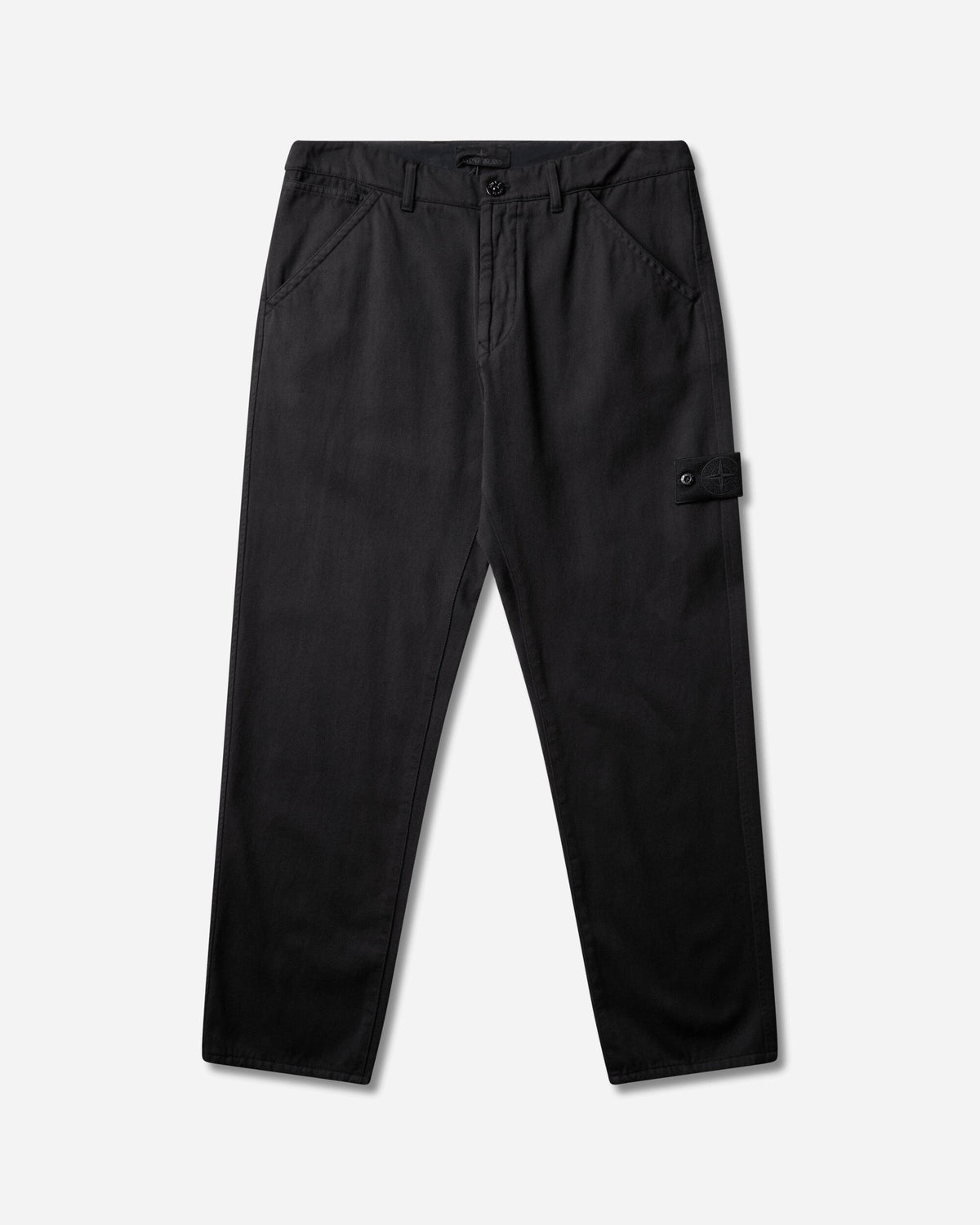 Men's Ghost Raw Hand Wool Cotton Gabardine Trousers Black