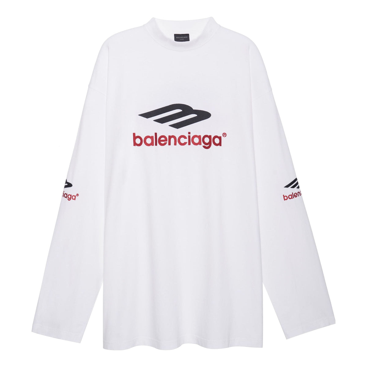 Balenciaga 3B Sports Icon Long Sleeve T-Shirt Oversized 'White Black Red' 720250TPVD79065