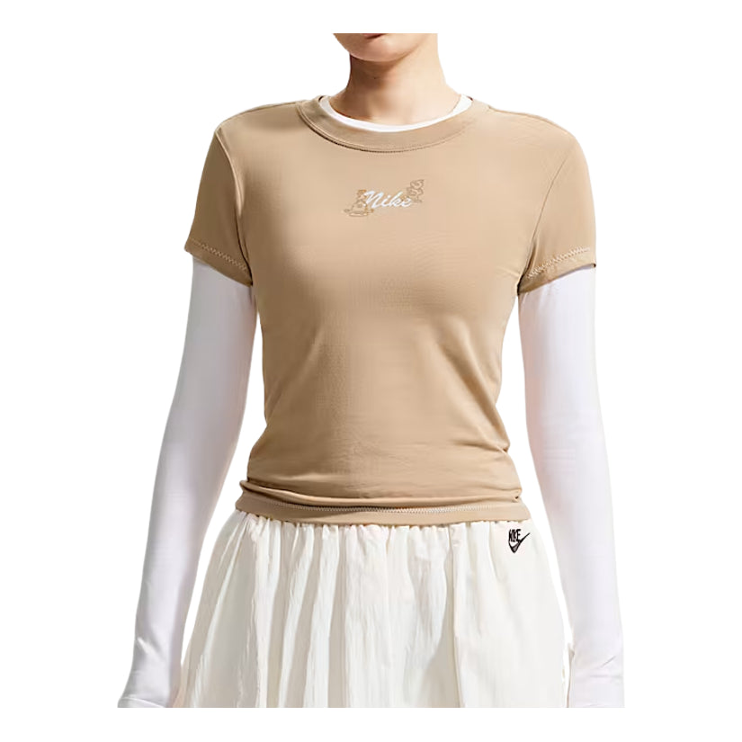 (WMNS) Nike Sportswear Chill Knit Fitted T-Shirt 'Tan' IW1214-242 - Nike Professional Edition