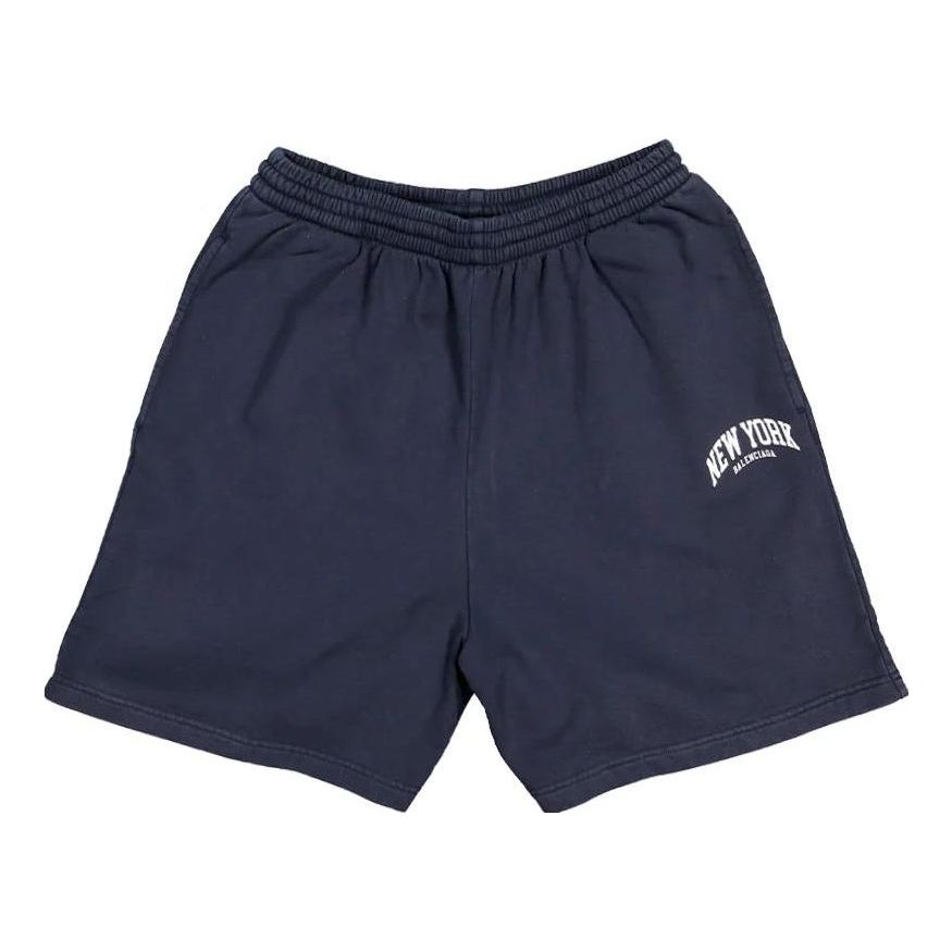 Balenciaga Cities New York Cotton Sweat Shorts 'Navy White' 676137TLVM30396