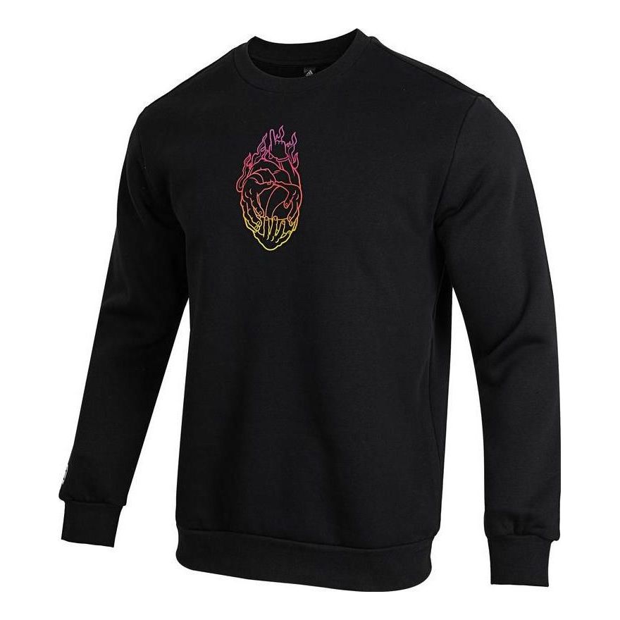 adidas Gradient Solid Color Round Neck Pullover Long Sleeves Knitwear Men's Black IA6677