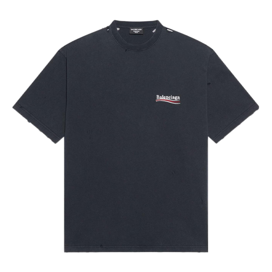 Balenciaga Political Campaign T-shirt Large Fit 'Washed Black' 641675TKVJ19034