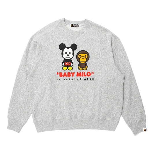 A Bathing Ape x Disney Mickey Mouse Baby Milo Relaxed Fit Crewneck 'Grey' 0ZXSWMX90113R-GRY