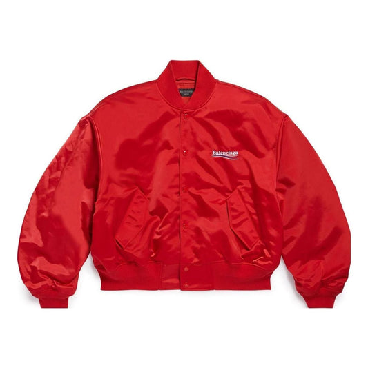 (WMNS) Balenciaga Political Campaign Varsity Jacket 'Red' 763434TYD316460