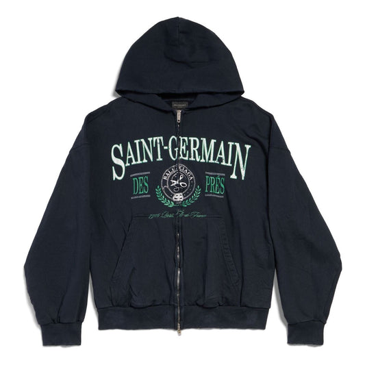 (WMNS) Balenciaga Saint Germain Full Zip Hoodie Regular Fit 'Dark Blue' 803264TRVO98065