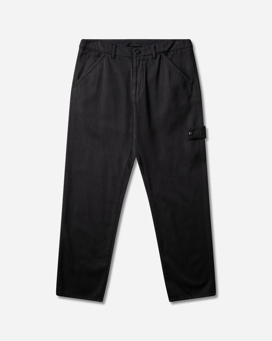 Men's Ghost Raw Hand Wool Cotton Gabardine Trousers Black