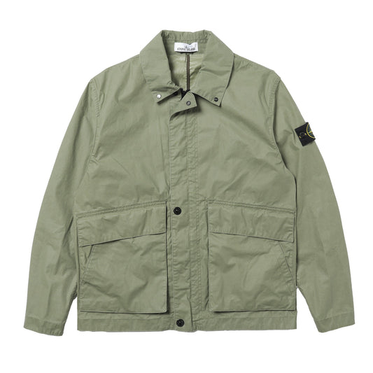 Stone Island Waxed Pigment Cotton Tela Jacket Military Green