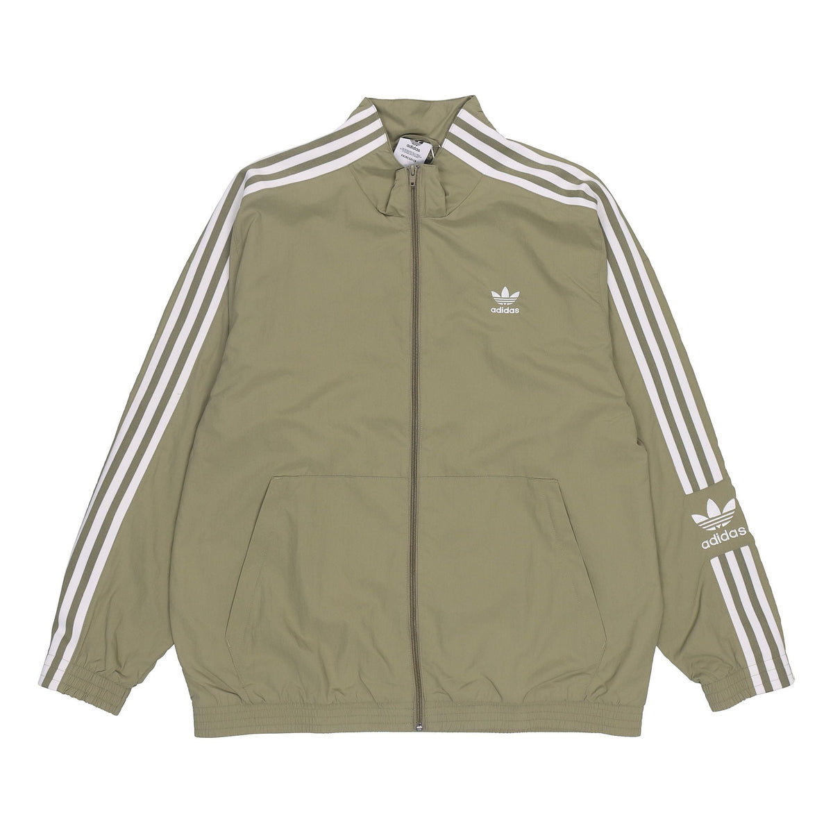 Men's adidas originals Logo Small Logo Zipper Stand Collar Stripe Sports Jacket Brown H41390
