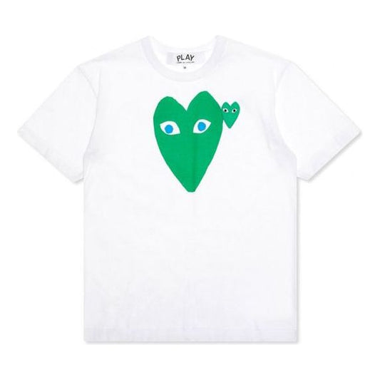COMME des GARCONS PLAY Blue Eyed Green Heart Tee 'White' AZ-T090-051-1