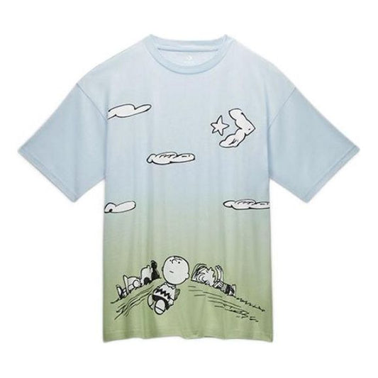 Converse x Peanuts Cloud Watching T-Shirt Asia Sizing 'Blue Green' 10024375-A01