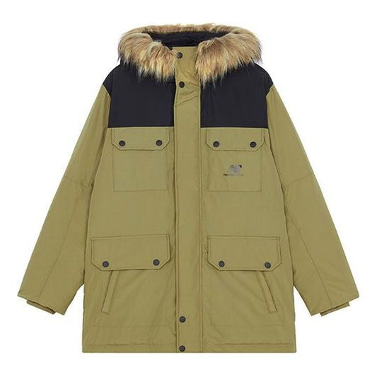 New Balance Warm Hooded Down Jacket Asia Sizing 'Olive Green Black' AMJ13329-OV