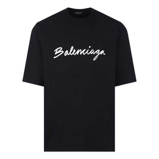 Balenciaga Script Logo T-shirt 'Black White' 612966TMVB41070