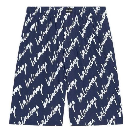 Balenciaga All Over Scribble Shorts 'Indigo' 672410TLLJ48502