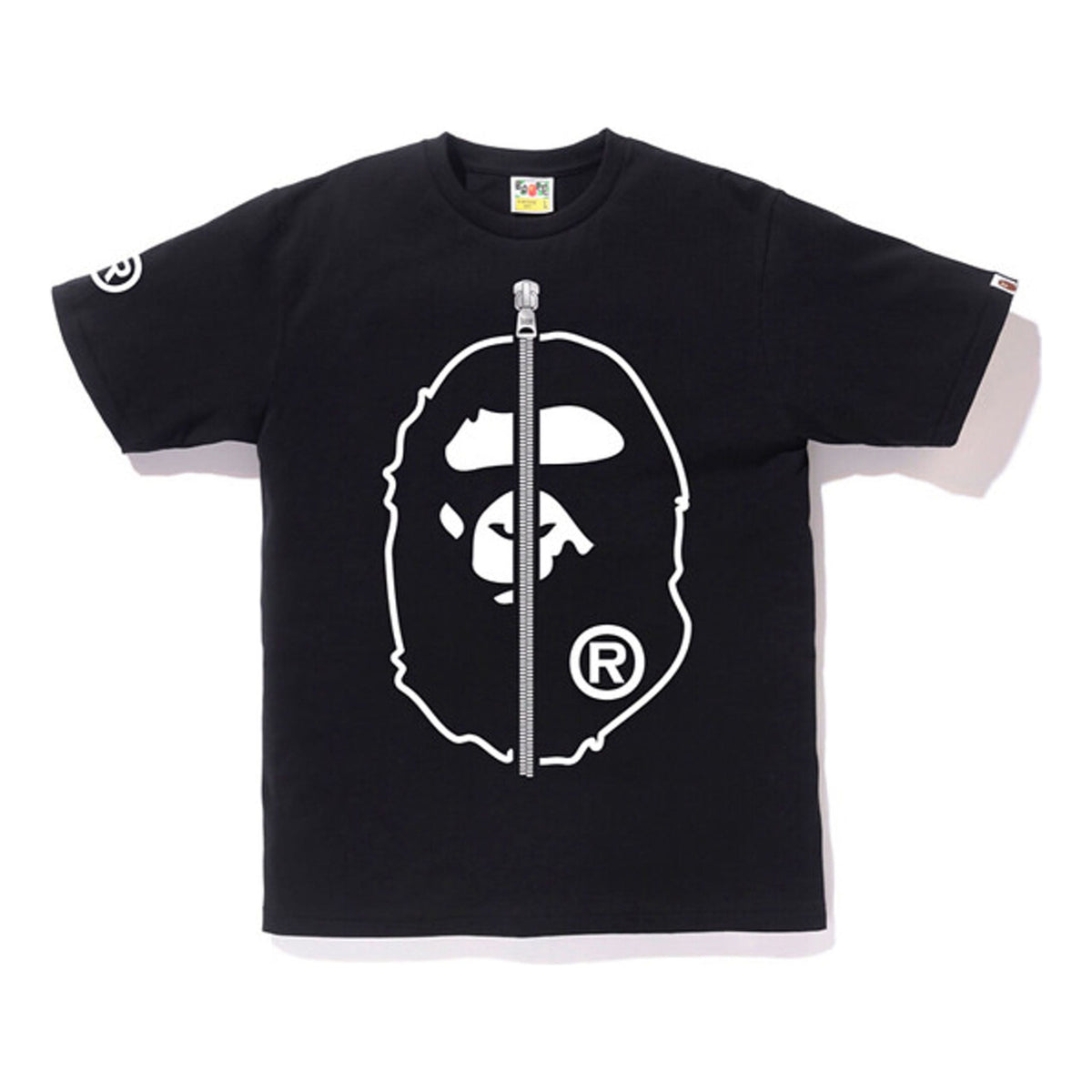 BAPE 2nd Ape Tee Black Zipper Large Ape Head Short Sleeve Unisex BAPE-SS18-064