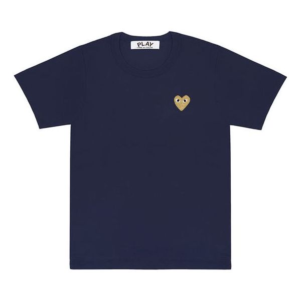 (WMNS) COMME des GARCONS PLAY Basic T-Shirt Gold Emblem 'Navy' AZ-T215-051-2