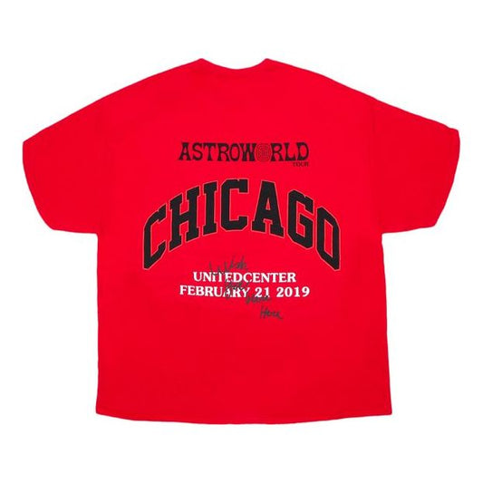 Travis Scott Unisex Cactus Jack Chicago Round-neck Tee Red TC-273