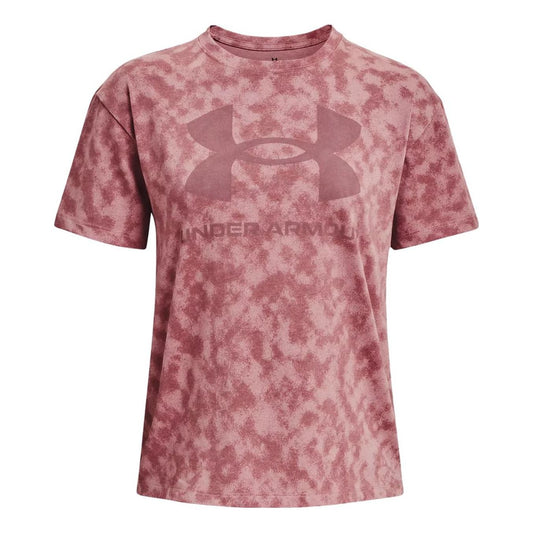 (WMNS) Under Armour Big Logo Heavyweight T-shirt 'Pink' 1376742-697
