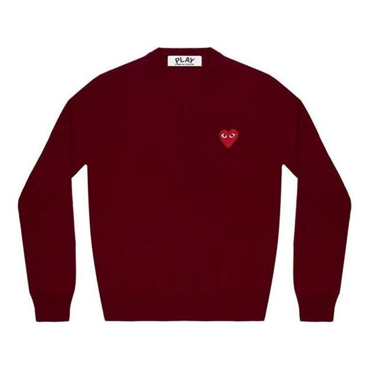 (WMNS) COMME des GARCONS PLAY V-Neck L/S T-shirt Red Emblem 'Burgundy' AZ-N001-051-4