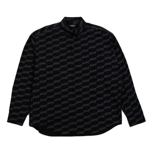 Balenciaga BB Monogram Button-Up Long Sleeve Shirt 'Black' 662983TML361269
