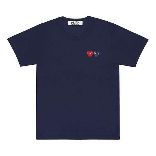 (WMNS) COMME des GARCONS PLAY Double Hearts Logo Tee 'Navy' AZ-T225-051-2