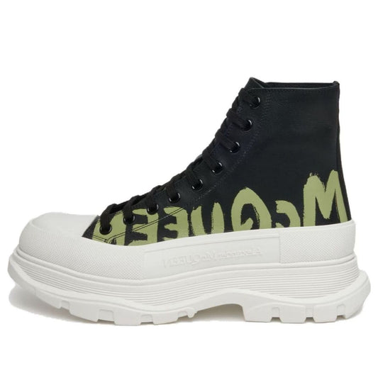 Alexander McQueen Tread Slick Lace-up High Top Shoes 'Black White' 777960WIAT61680