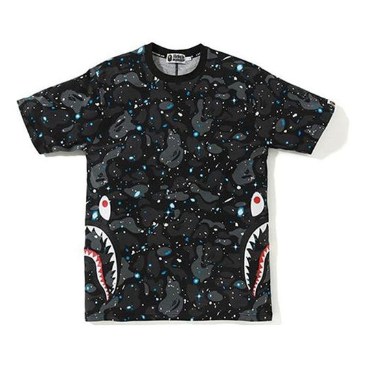 A Bathing Ape Space Camouflage Side Shark T-Shirt 'Black' 1F30-109-004