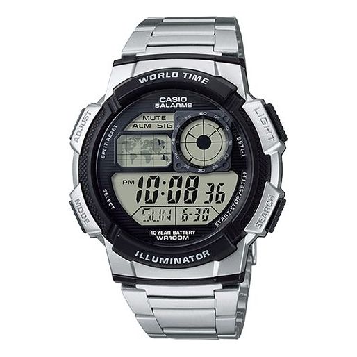 CASIO Waterproof Sports Stainless Steel Strap Mens Black Digital AE-1000WD-1A