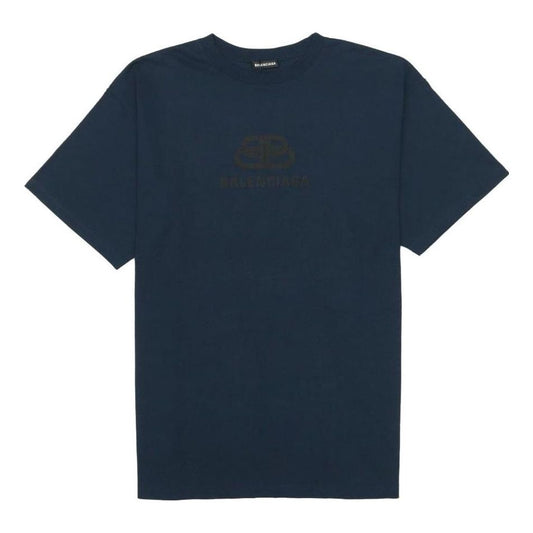 Balenciaga Oversized Washed Interlocked BB T-Shirt 'Navy Black' 583214TFV658060