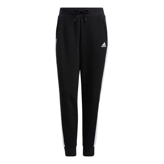 (WMNS) adidas Fleece Contrast Stripe Side Pants Asia Sizing 'Black' H09693