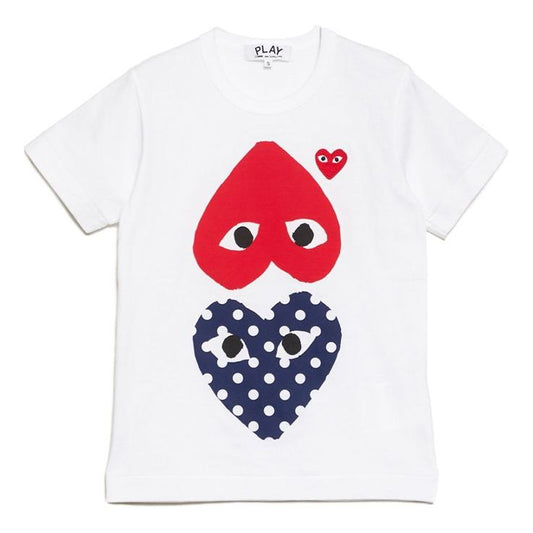 (WMNS) COMME des GARCONS PLAY Polka Dot Upside Down Tee 'White Red Navy' AZ-T239-051-1
