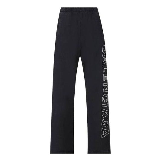 Balenciaga Outline Baggy Sweatpants 'Black Faded' 755118TOVV29034